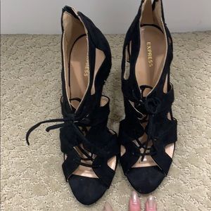 Black lace up stilettos